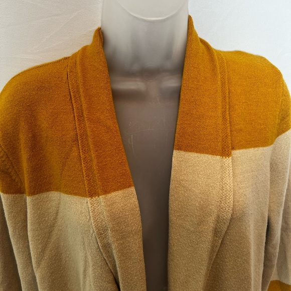 VERME AMI Striped Open-Front Cardigan Sweater - Brown and Beige/size M - Picture 6 of 10
